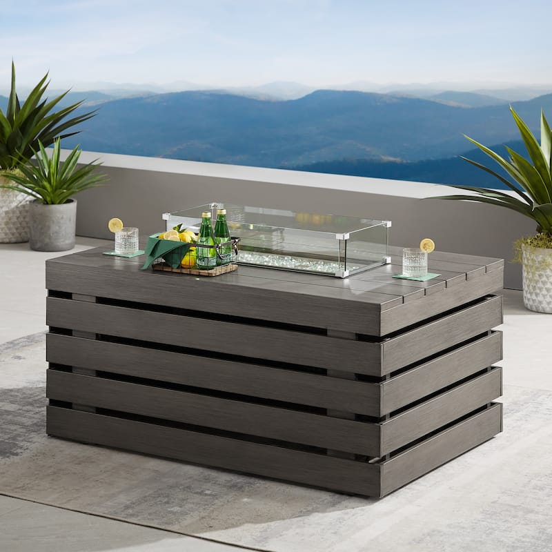 Corvus Hamina 1-piece Patio Aluminum Fire Pit Table with Lid