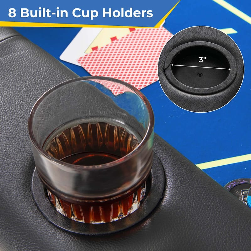 Costway 8 Players Card Board Game Table with 8 Cup Holders - See Details