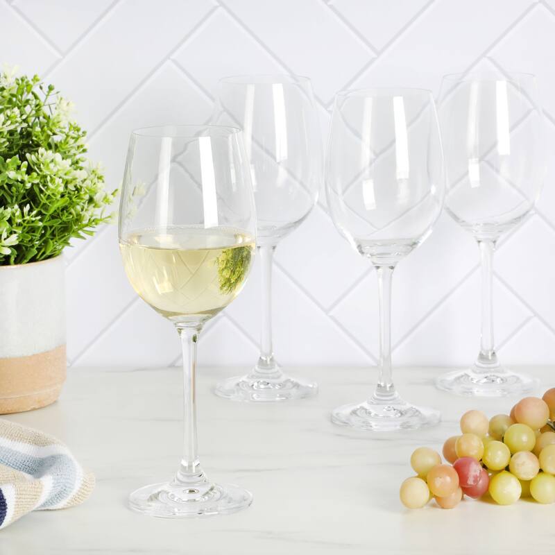Martha Stewart Vivica 13 OZ Stemmed 4 Pack White Wine Glass Set