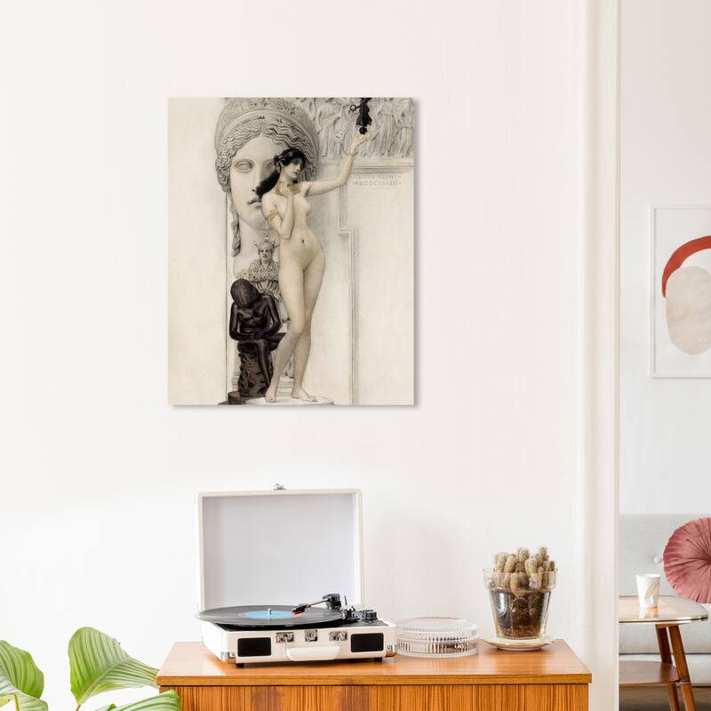 Wynwood Studio Canvas Classic Gustav Klimt - Allegory of Sculpture White and Antique White Traditional Wall Art Canvas Print - 24 x 20