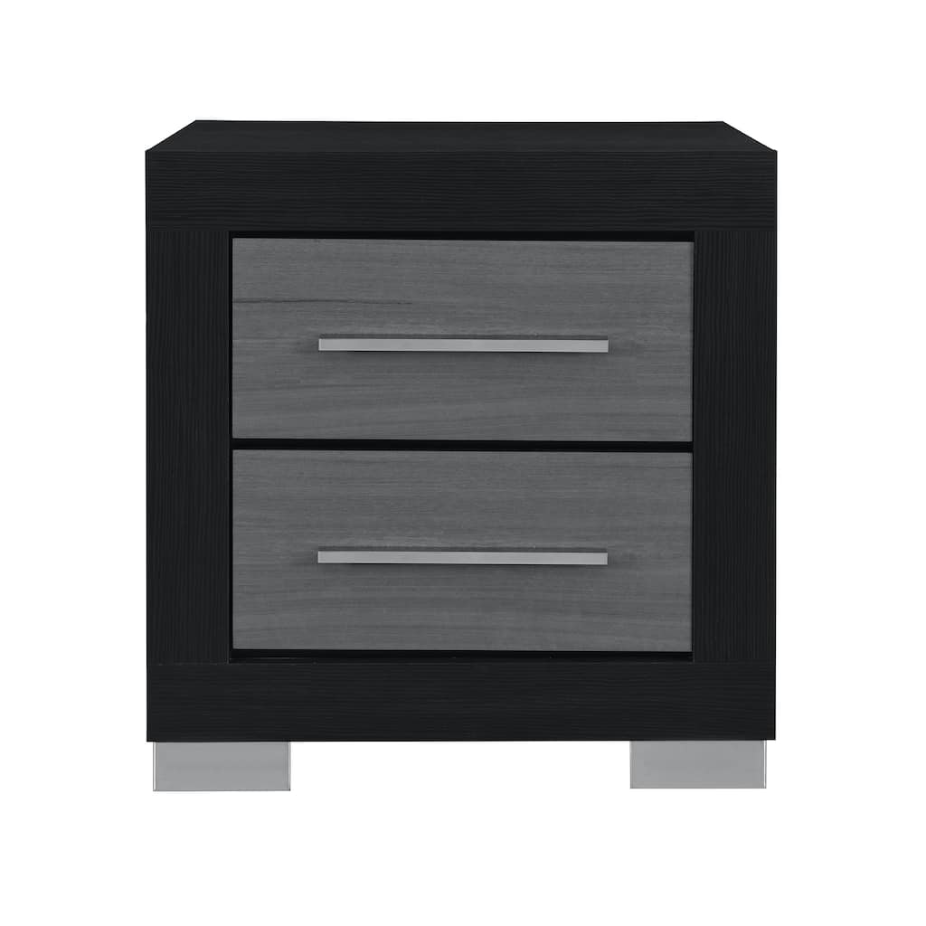 Black and Grey Nightstand with Spacious Drawers