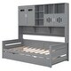 preview thumbnail 7 of 56, Wooden Platform Daybed with Twin Size Trundle, Bookcase Storage Bed with All-in-One Cabinet and Shelf