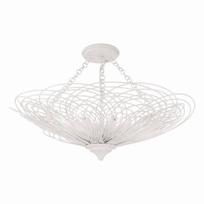 Doral 6 Light Matte White Semi Flush Mount - 24"W x 10"H x 24"D
