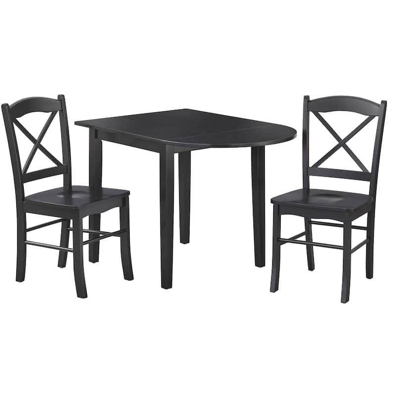 Simple Living Country Cottage Drop Leaf 3-piece Dining Set - Black