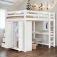 preview thumbnail 1 of 22, Wood Full Size Loft Bed with Wardrobe, Desk, Shelves & Drawers, White, Space-Saving Loft Bed for Kids, Teens, and Adults White