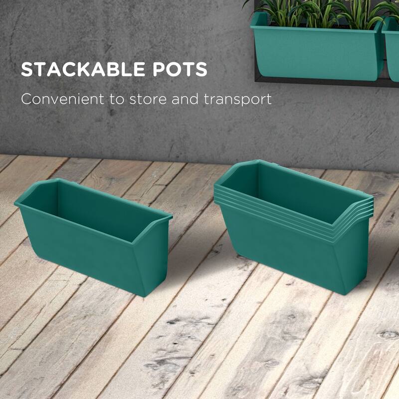 Outsunny 3-Tier Wall Planter with 6 Pots for Indoor and Outdoor Use, Hanging Plant Holder, Self Draining Wall Mounted Planter