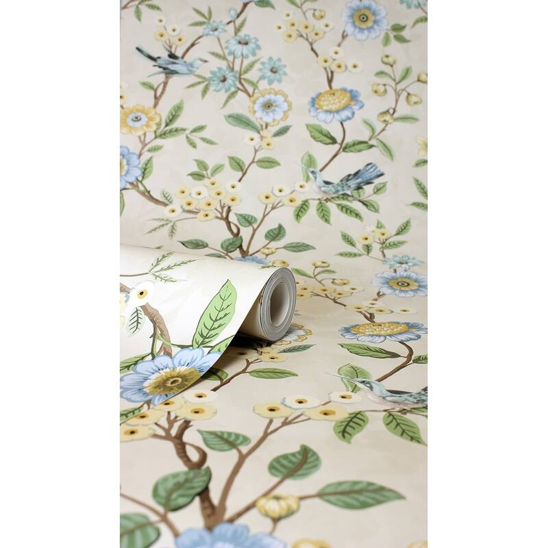 Fine Decor Elspeth Light Yellow Floral Trail Wallpaper