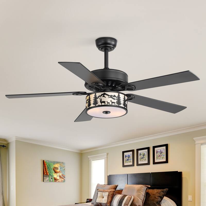 52-inch Reversible 5-Blade Caged Ceiling Fan with Light and Remote