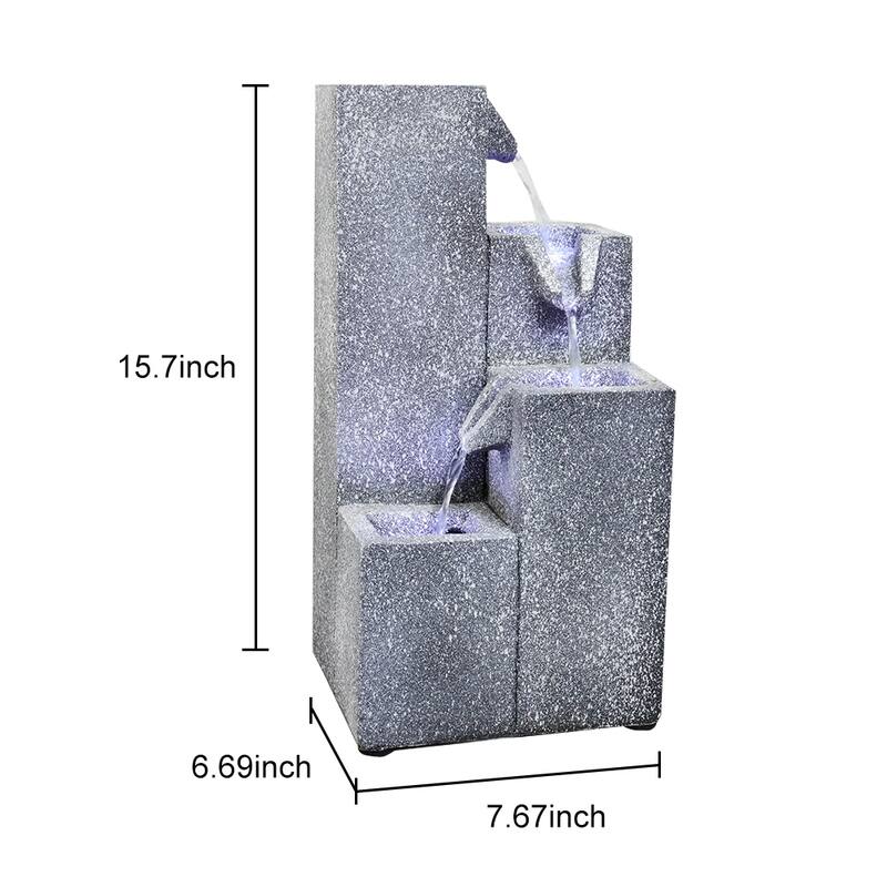 15.7in H Tabletop Water Fountain w/LED Light for Home and Office Decor