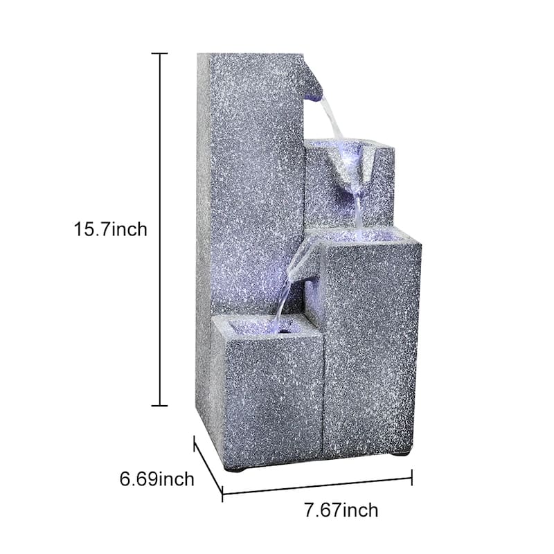Gabiel 15.7'' Indoor Floor Fountain with LED Light - 15.7'' H X 7.67'' W X 6.69'' D