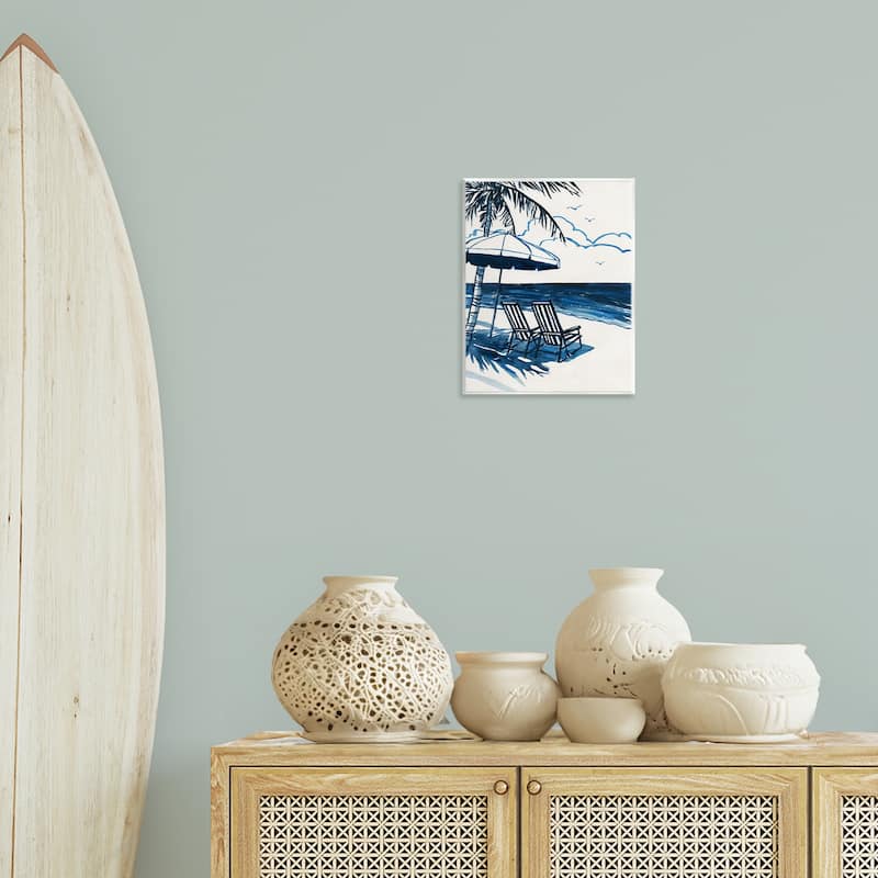Stupell Blue Toned Tropical Beach Scene Wall Plaque Art Design By Carol Robinson