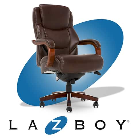 La-Z-Boy Delano Big & Tall Executive Office Chair, Mahogany Wood, Bonded Leather