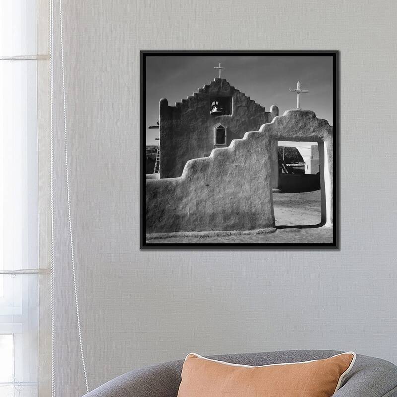 iCanvas "Church, Taos Pueblo, New Mexico, 1941" by Ansel Adams Framed Canvas Print