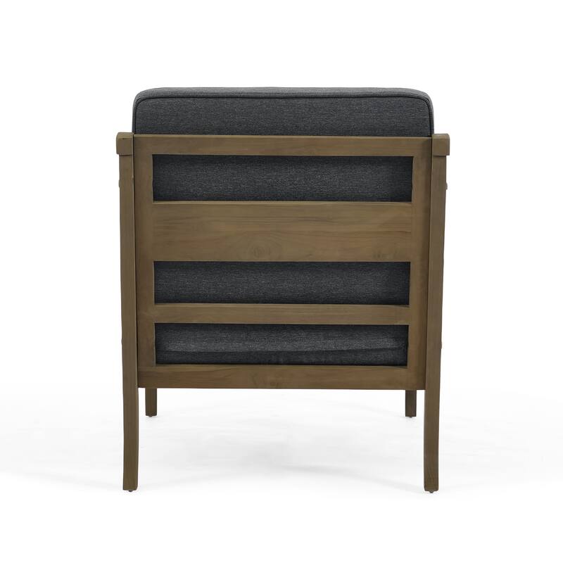 2 Set Brown Wood Outdoor Accent Club Chairs with Water-Resistant Cushions