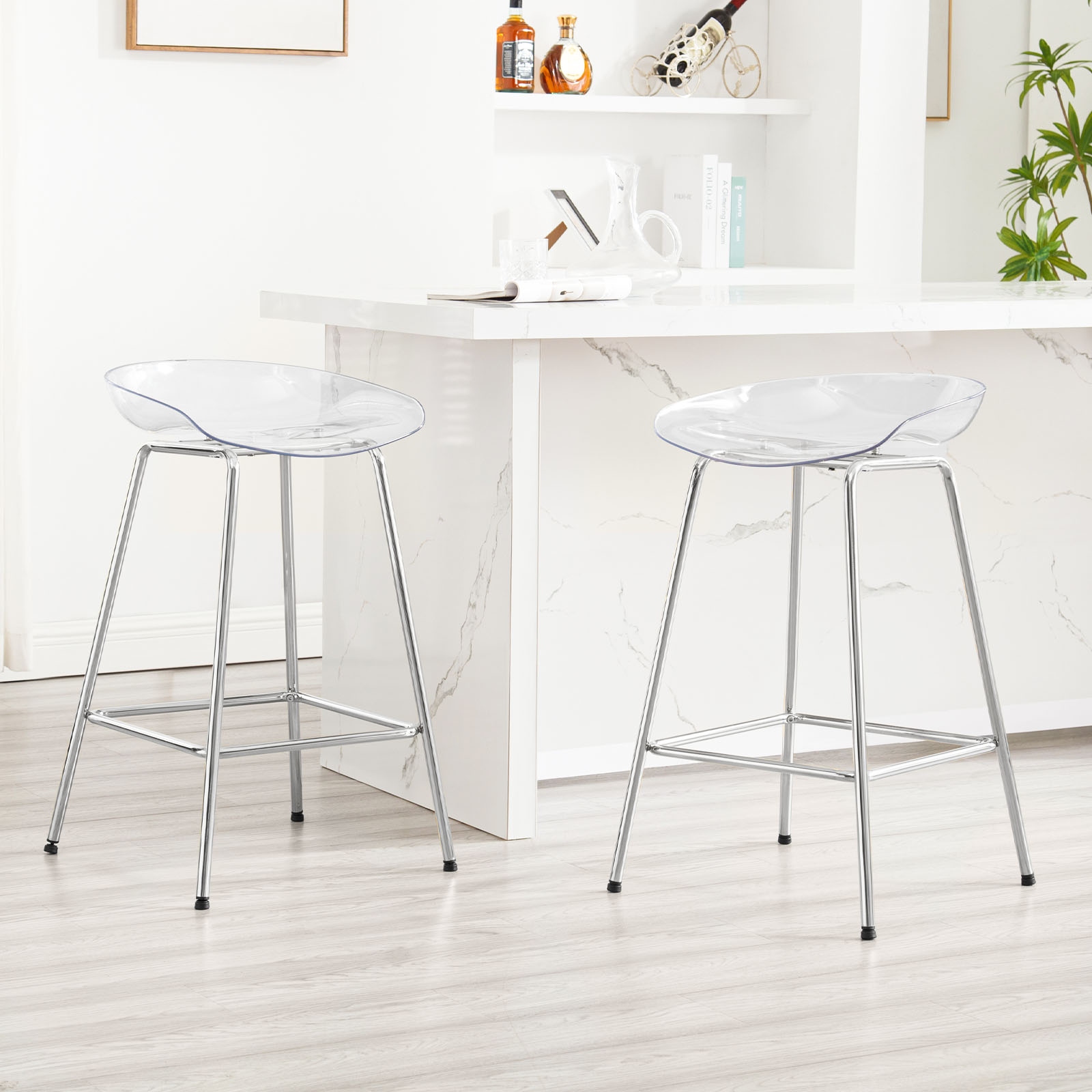 26 PC Clear Counter Stool Bar Stools with Metal Legs 29.9 H x 18.5 W x 18.1 D