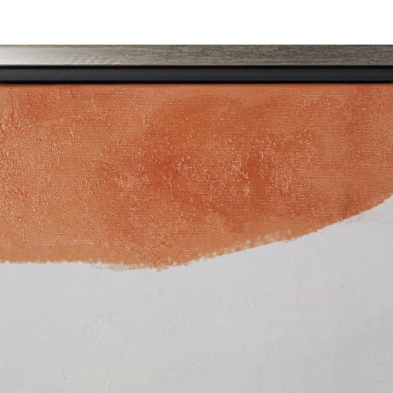 Canvas Abstract Lines and Shapes Framed Wall Art with Orange Accents - Green - Roche River Decor