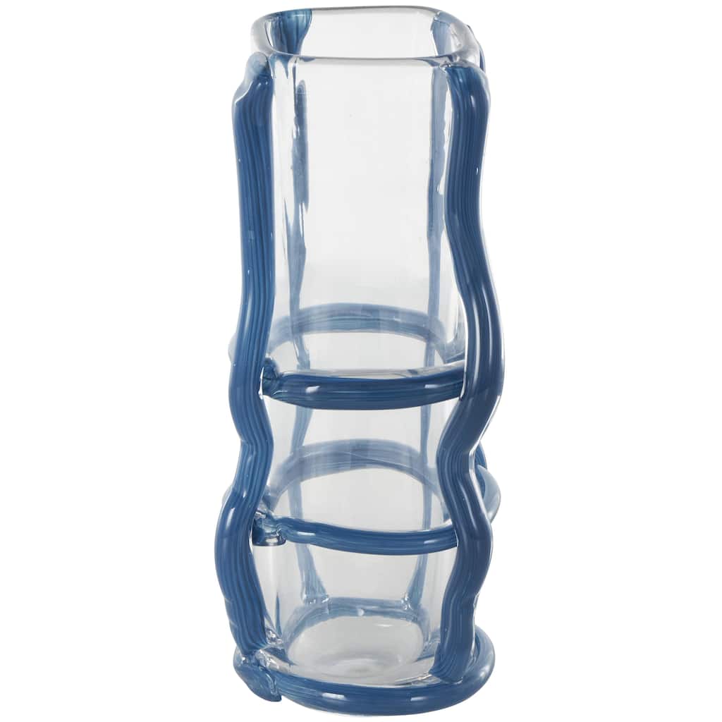 Recycled Glass Handmade Tall Decorative Vase with Glass Framing - Blue or Black - Roche River Decor