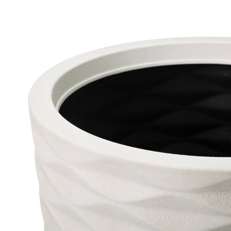 Glitzhome 19"H Set of 2 Modern Oversized Tall Planter Flowerpot Eco-Friendly Wave/ Diamond Textured Plant Pot