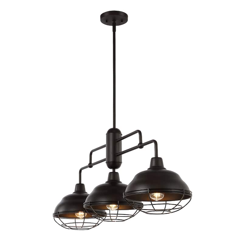 Cora 10.38" 1-Light Industrial Farmhouse Iron LED Pendant, Oil Rubbed Bronze by JONATHAN Y