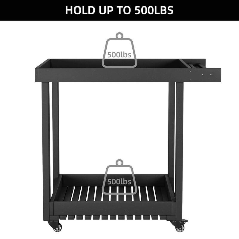 Heavy Duty Service Utility Cart with Wheels for Warehouse Garage Kitchen - N/A