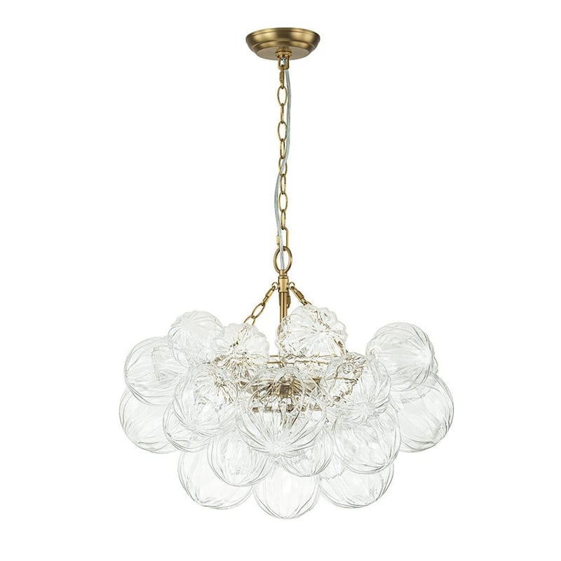 Brass Luxury Faceted Glass Globe Cluster Bubble Chandelier