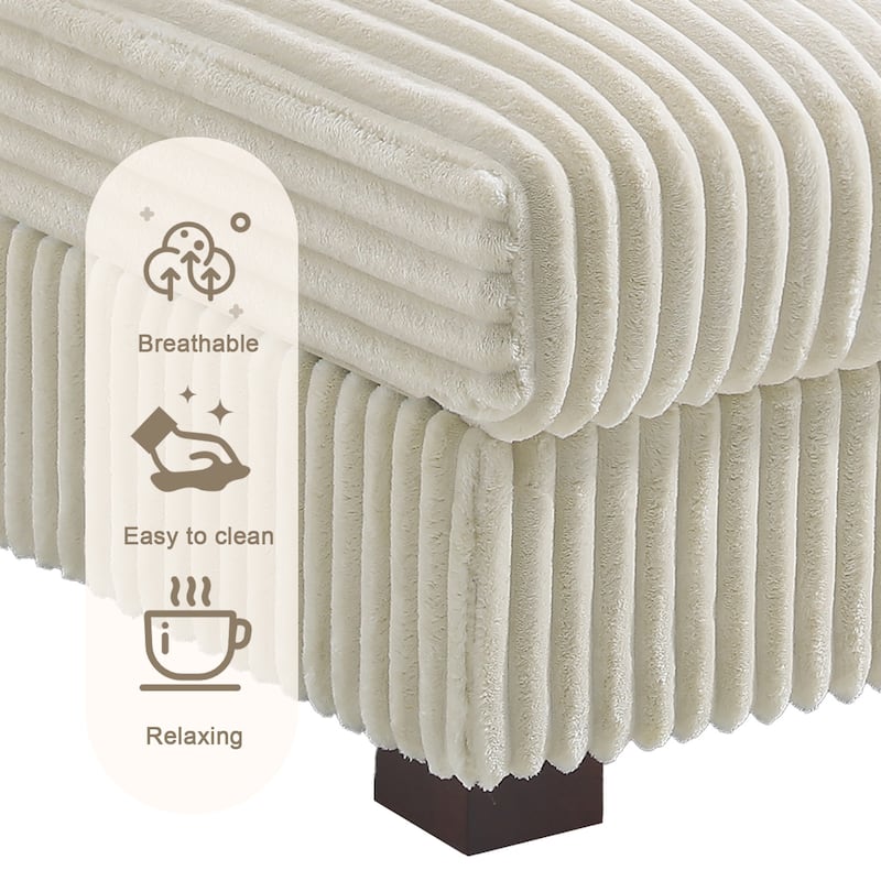 Anne 150" W Upholstered Plush Corduroy Modular Sectional Sofa