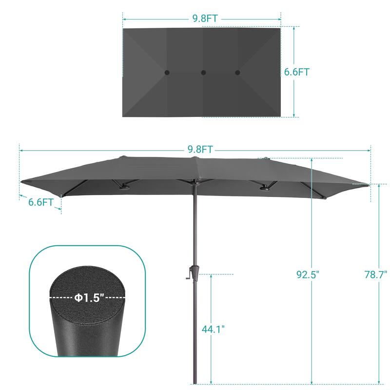 BONOSUKI 11x7/10x6.5ft Double-Sided Patio Umbrella with Large Canopy Outdoor Table Umbrella for Garden