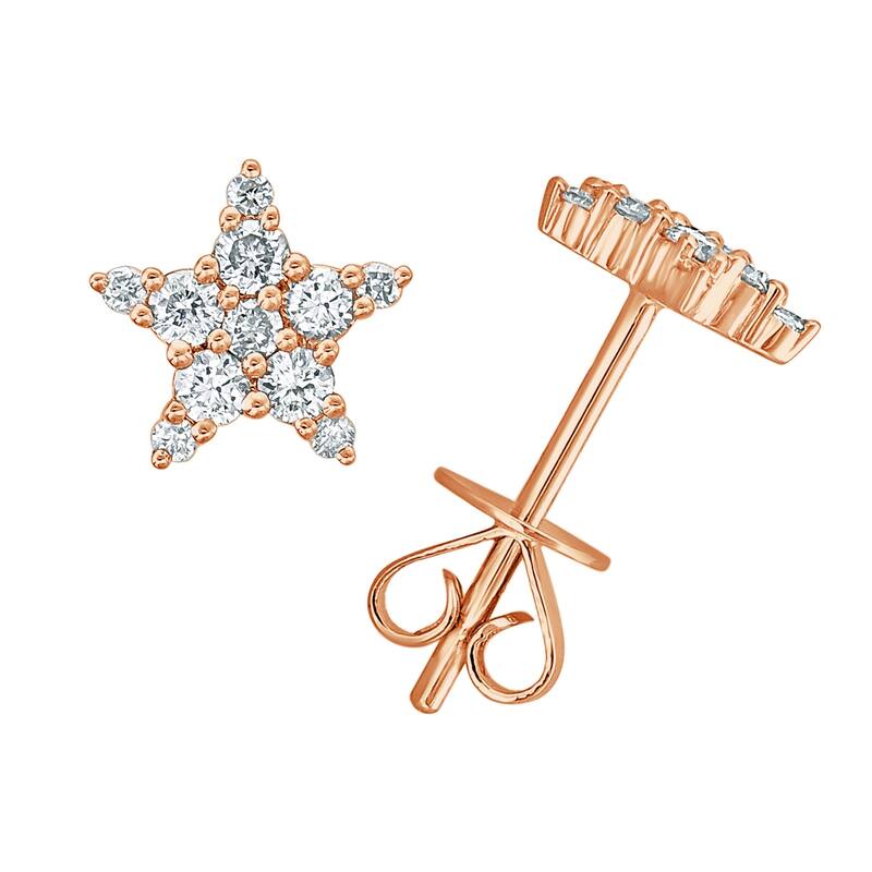 Joelle Collection Diamond Star Studs Earrings 14K Gold 1/3ct TDW - s Diamond Earrings - Rose
