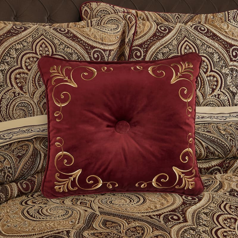 Bordeaux 18" Square Decorative Throw Pillow - Polyester - Crimson - Accent