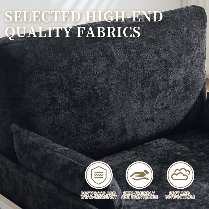 Chenille 3-in-1 Convertible Sofa Bed Chair with 3 Pillows and Storage Pockets