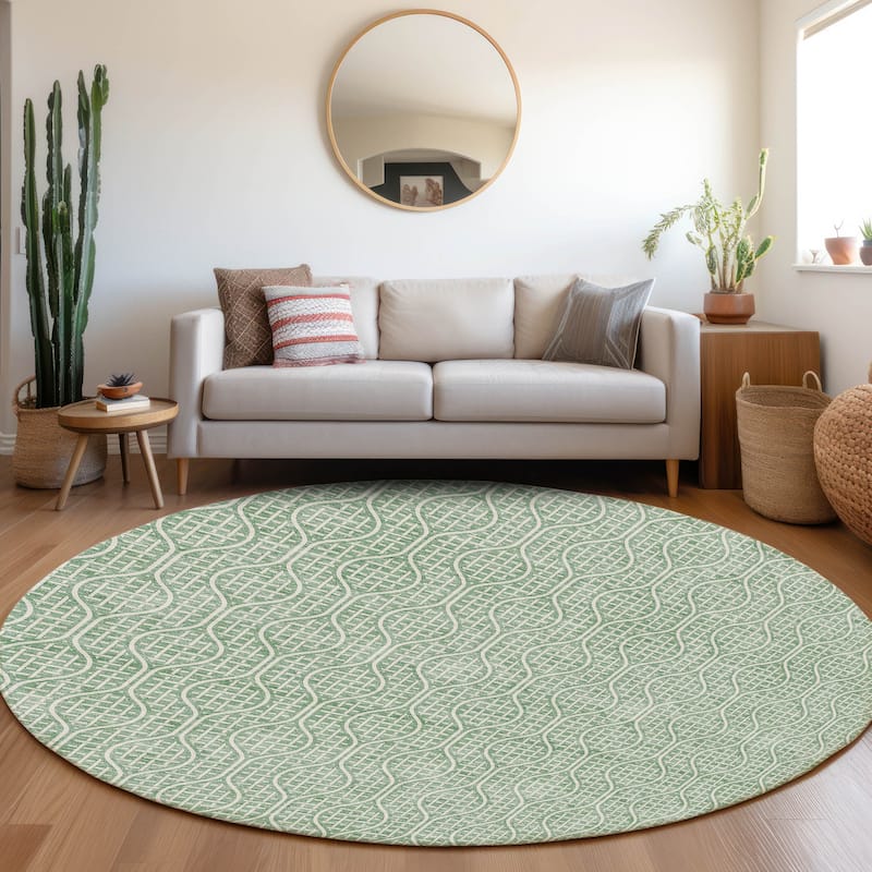 Machine Washable Indoor/ Outdoor Chantille Criss Cross Geo Rug