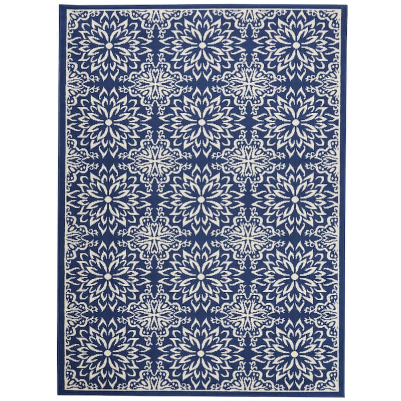 Nourison Jane Floral Medallion Indoor only Area Rug - 5' 3" x 7' 3" - Navy/Ivory