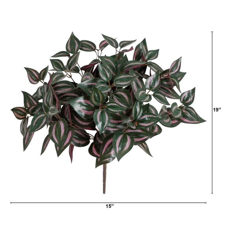 19-in UV Resistant Artificial Wandering Jew Bush - Set of 3