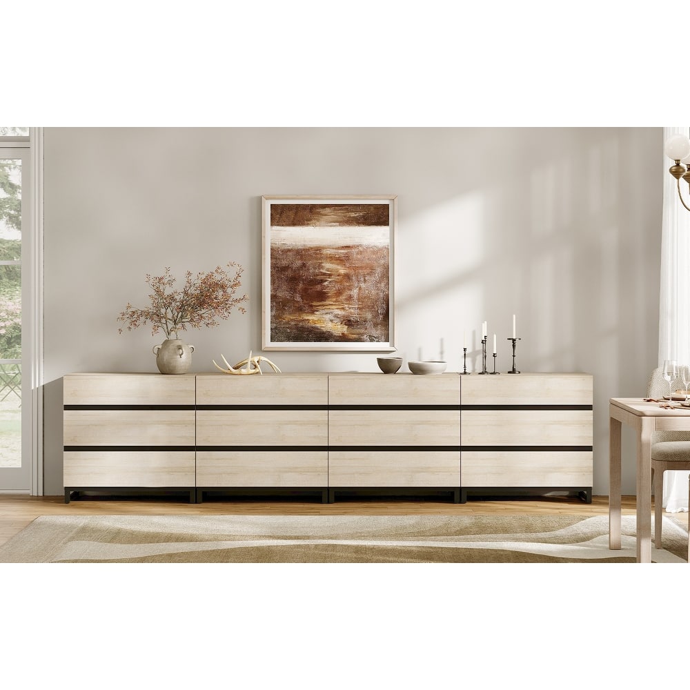 WAMPAT 4 in 1 Multifunctional Sideboard Buffet Cabinets, Modern Sideboard with 12 Drawers, Accent Storage Cabinet Table