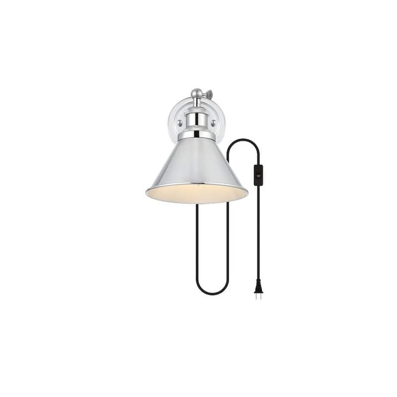 Brunt 1 Light Black Plug In Wall Sconce - Chrome