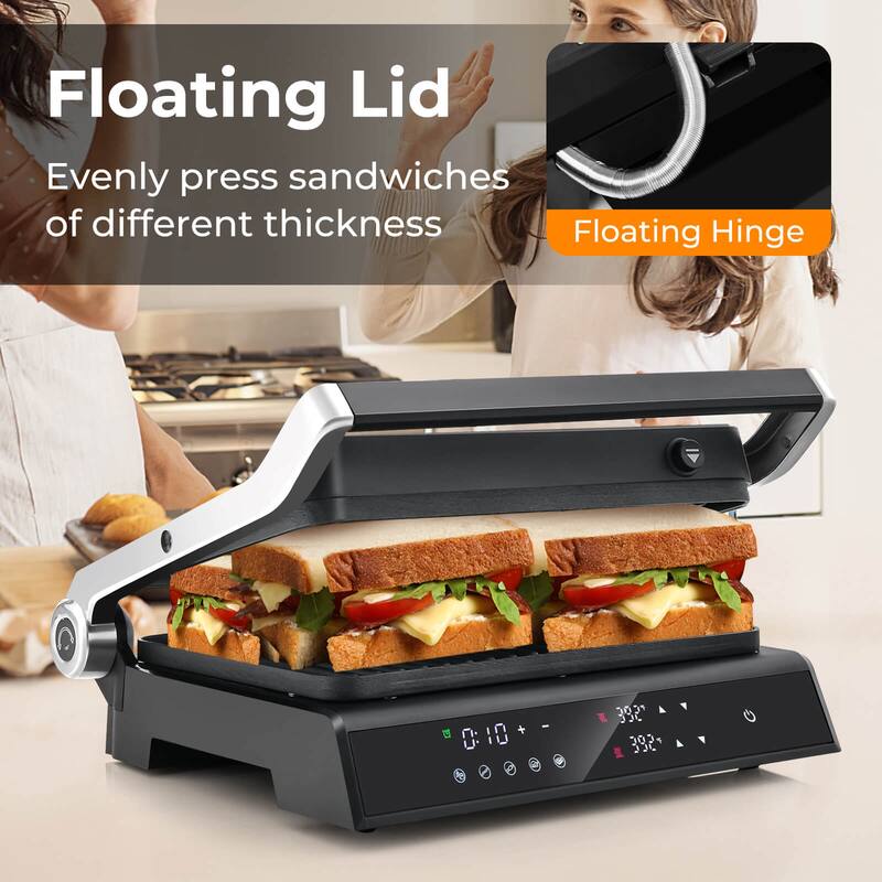 Costway Electric Panini Press Grill Sandwich Maker with LED Display & - See Details