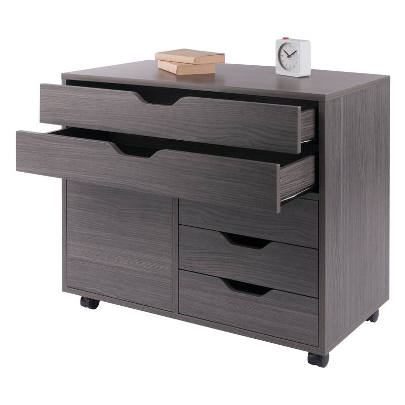 Halifax 3-Section Multi-Storage Mobile Cabinet Charcoal Finish