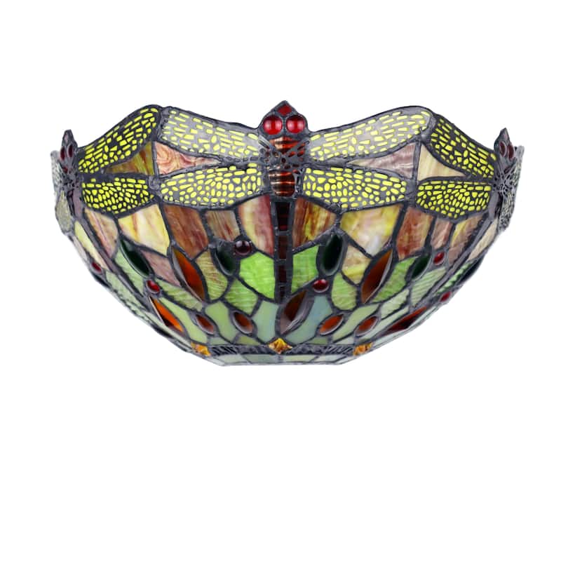 Tiffany Style Dragonfly Design 1-light Dark Bronze Wall Sconce