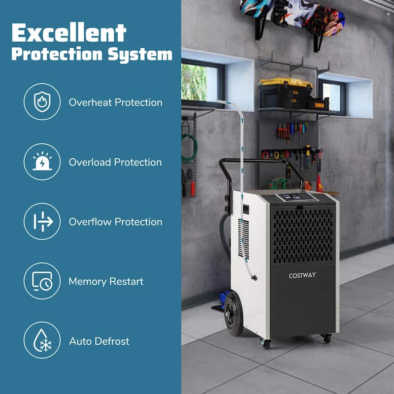 Costway 154 Pints Commercial Dehumidifier with Pump Drain Hoses for - See Details