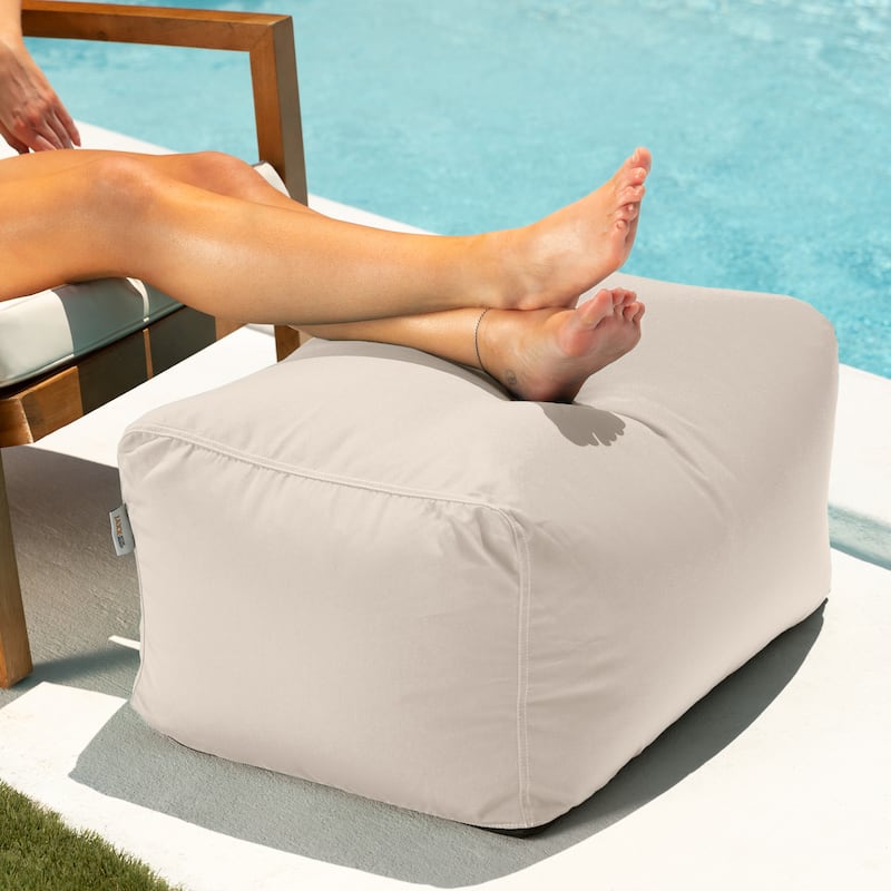 Leon Outdoor Patio Bean Bag Ottoman - Pearl