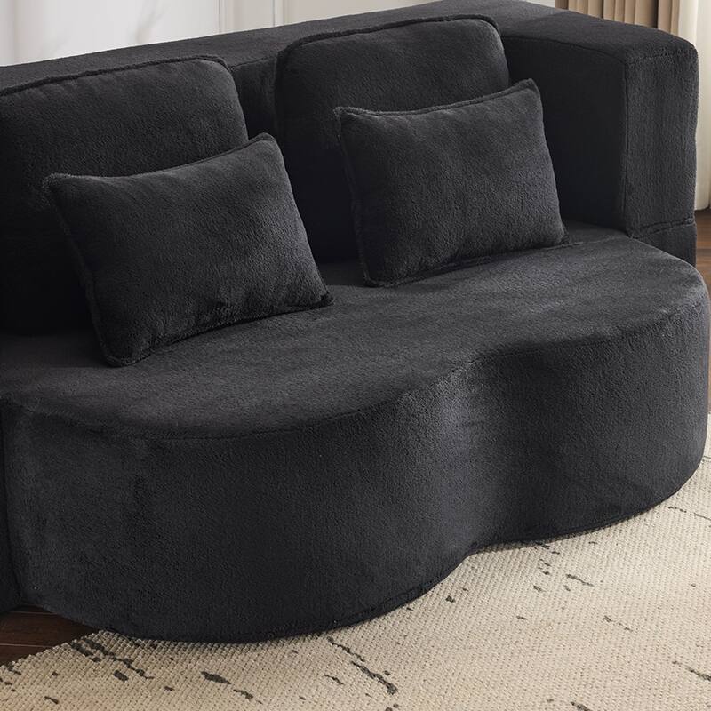 Queen Size Foldable Sofa Bed, Chenille Futon Sofa Couch, High-Density Foam Convertible Sleeper Sofa, Foldable Floor Couch Bed