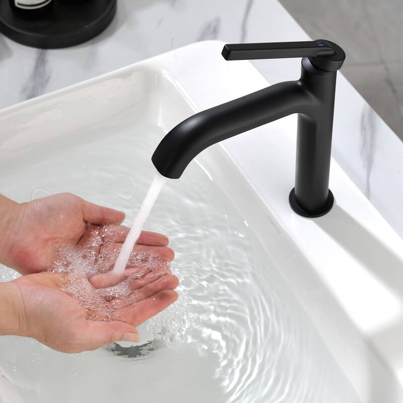 9 in.H Modern Matte Black/ Brushed Gold Single Handle Bathroom Faucet includes Hardware