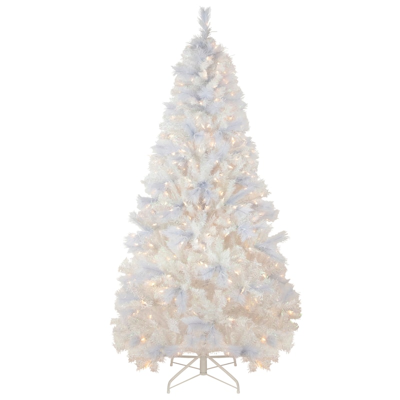 7.5' Seneca White Spruce Artificial Christmas Tree, Dual Function LED - 7.5 Foot