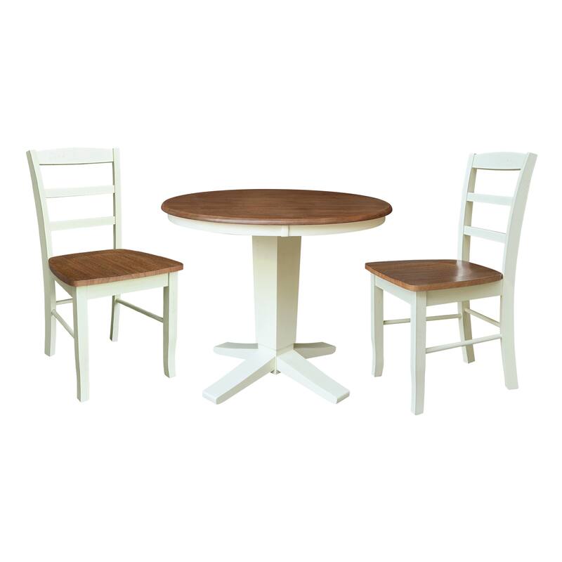 36 in Solid Wood Round Top Pedestal Dining Table with Dining Chairs