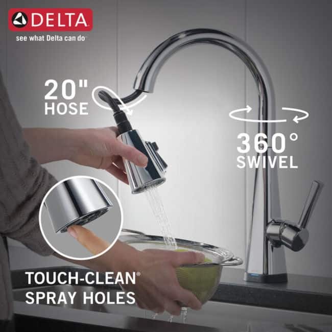Delta Lenta Pull-Down Kitchen Faucet with On/Off Touch Activation,