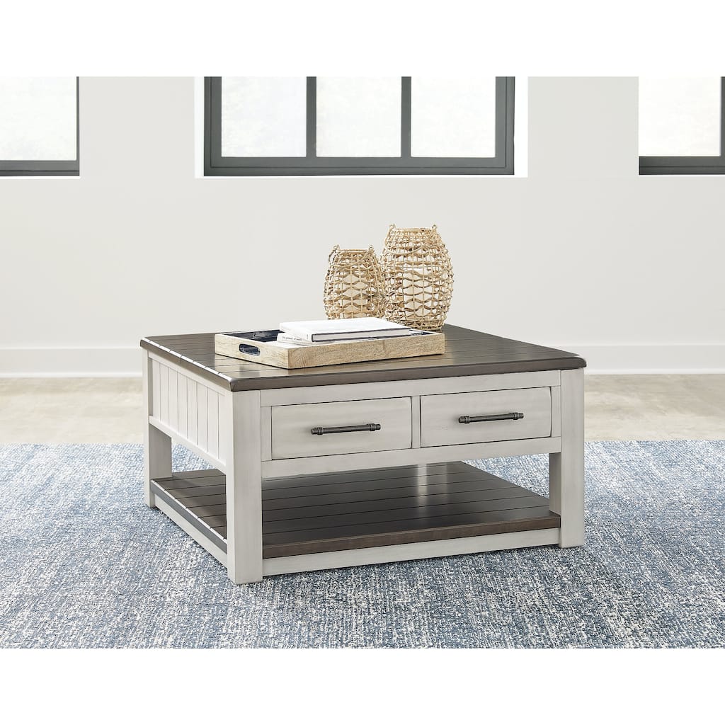 Signature Design by Ashley Darborn Gray/Brown Lift-Top Coffee Table - 35.5"W x 35.5"D x 19.38"H