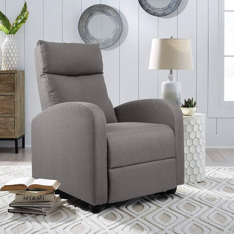 Furniwell Massage Recliner Thick Padded Single Linen Fabric Recliner
