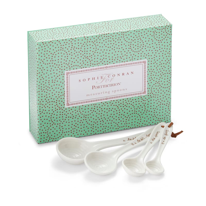 Portmeirion Sophie Conran White Set of 4 Measuring Spoons - 1 tbsp, ½ tbsp, 1 tsp, ½ tsp