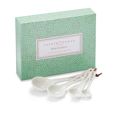 Portmeirion Sophie Conran White Set of 4 Measuring Spoons - 1 tbsp, ½ tbsp, 1 tsp, ½ tsp
