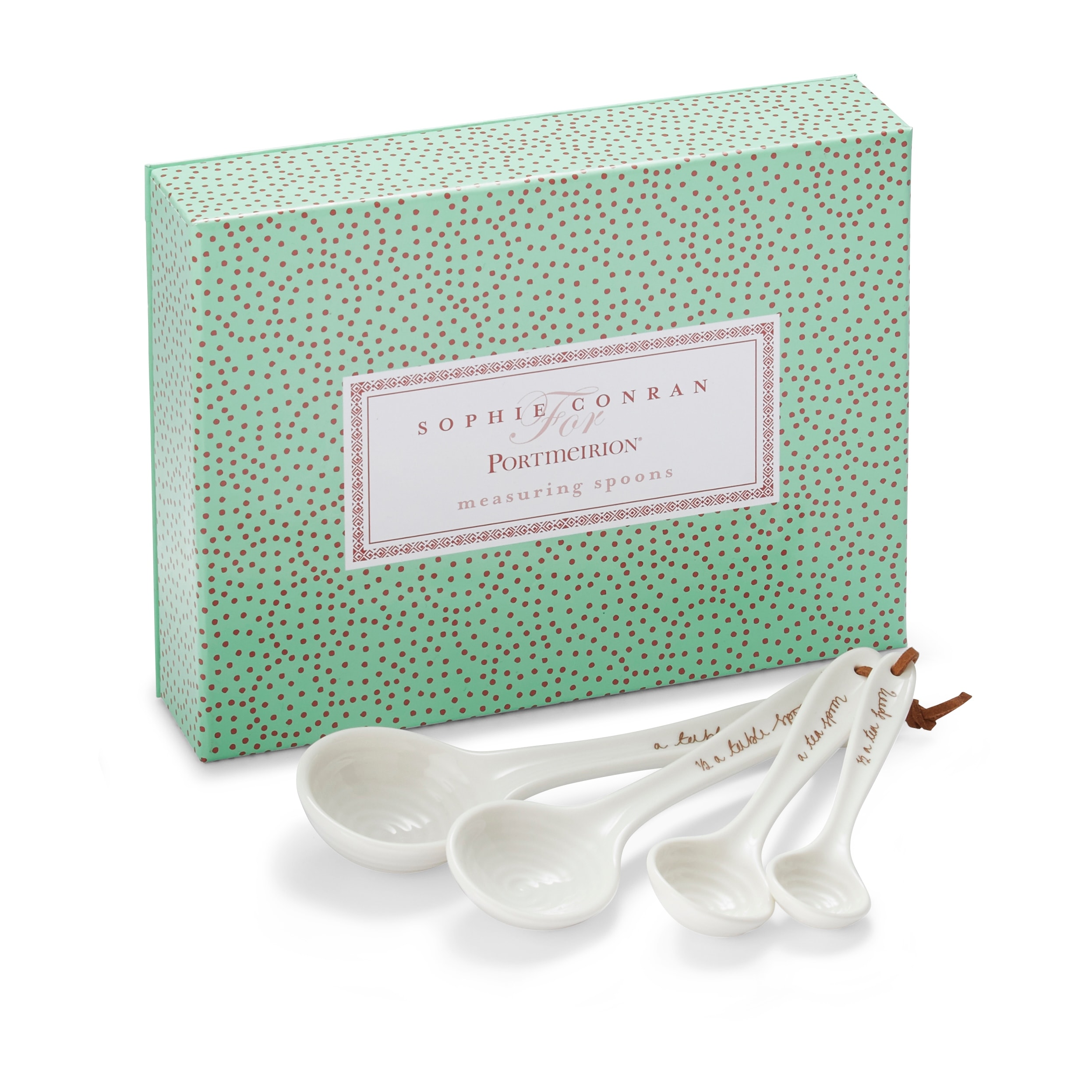 Portmeirion Sophie Conran White Set of 4 Measuring Spoons - 1 tbsp, ½ tbsp, 1 tsp, ½ tsp